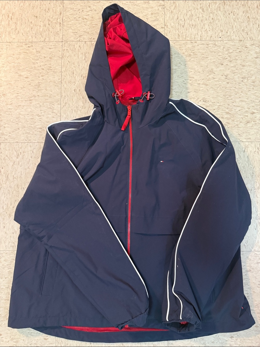 Tommy Hilfiger Navy Jacket with Red Lining and White Piping